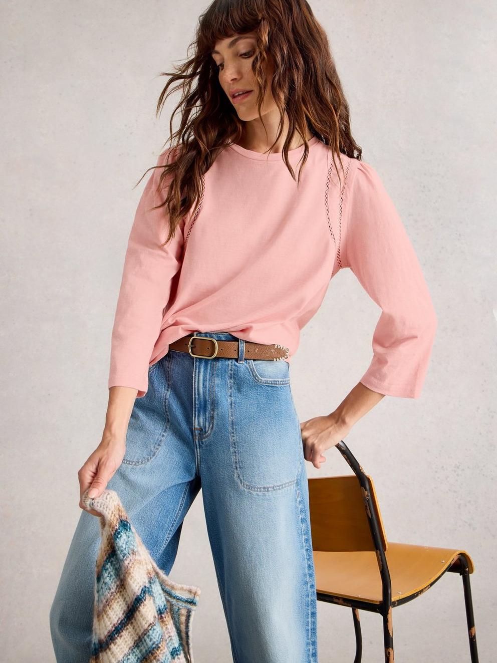 LUCY LADDER TOP in DUS PINK - MODEL DETAIL