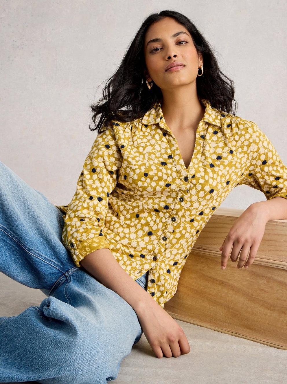 ANNIE JERSEY MID LENGTH SHIRT in CHART MLT - LIFESTYLE