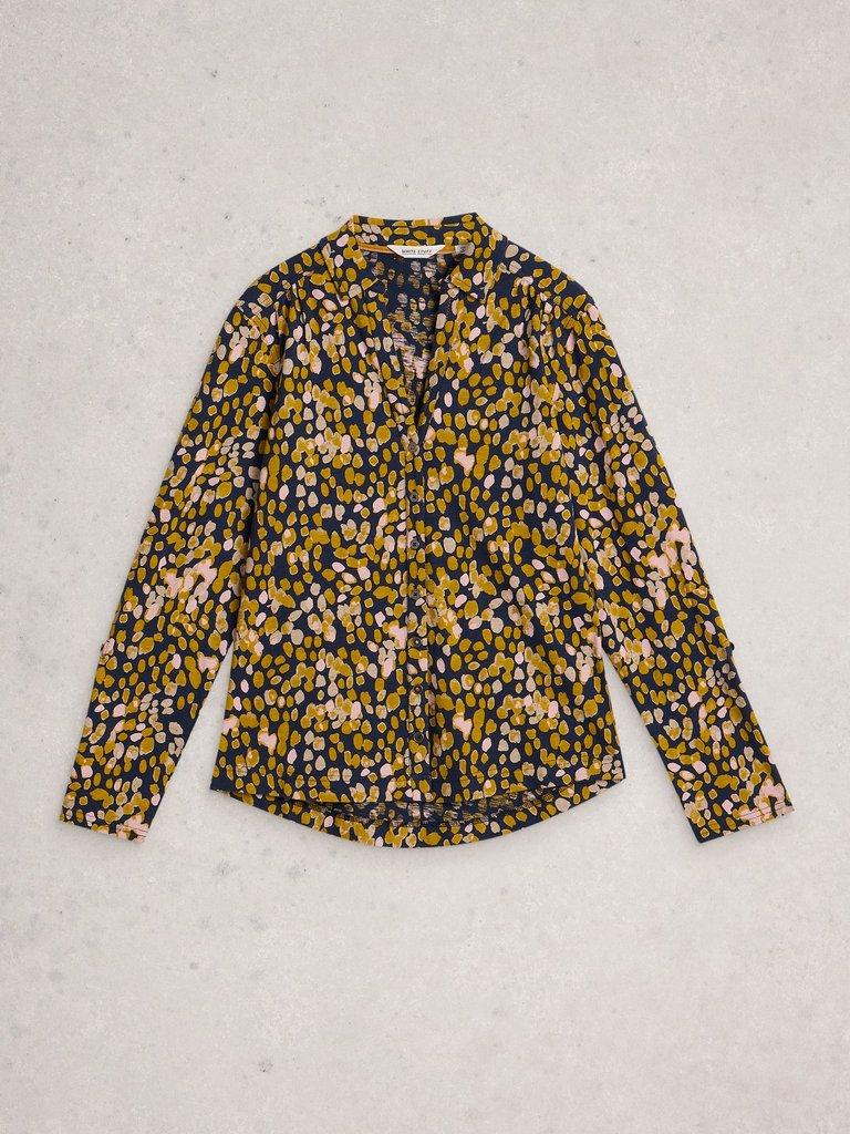 ANNIE JERSEY MID LENGTH SHIRT in CHART PR - FLAT FRONT