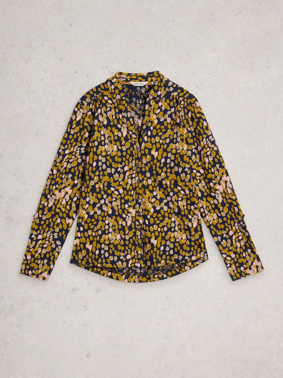 ANNIE JERSEY MID LENGTH SHIRT in CHART PR - FLAT FRONT