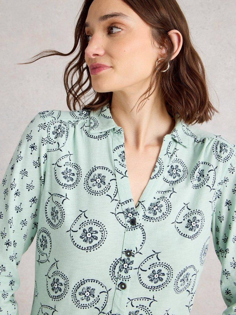 ANNIE JERSEY MID LENGTH SHIRT in GREEN PR - LIFESTYLE