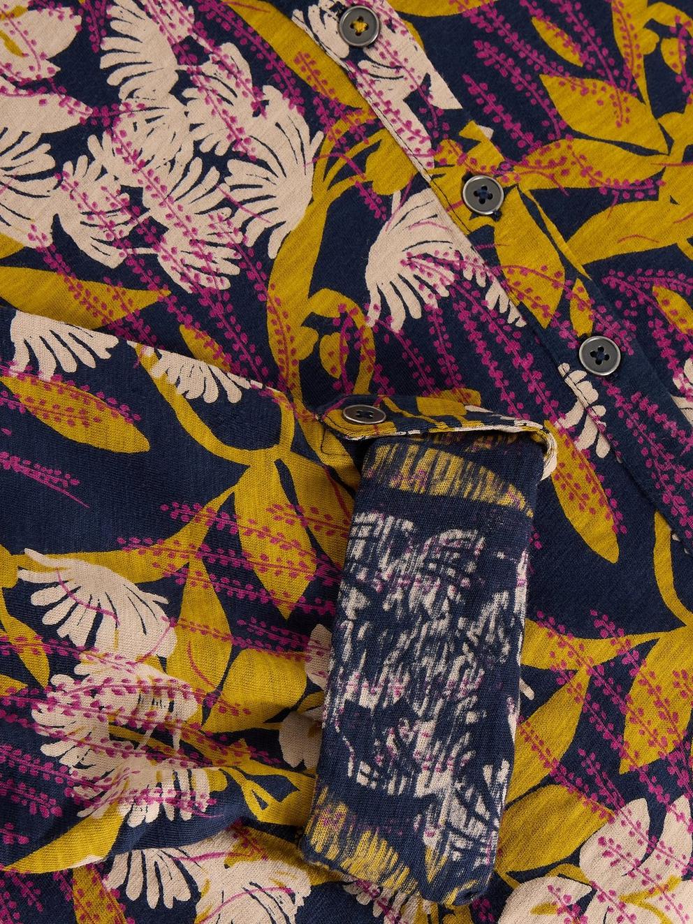 ANNIE JERSEY MID LENGTH SHIRT in NAVY MULTI - FLAT DETAIL