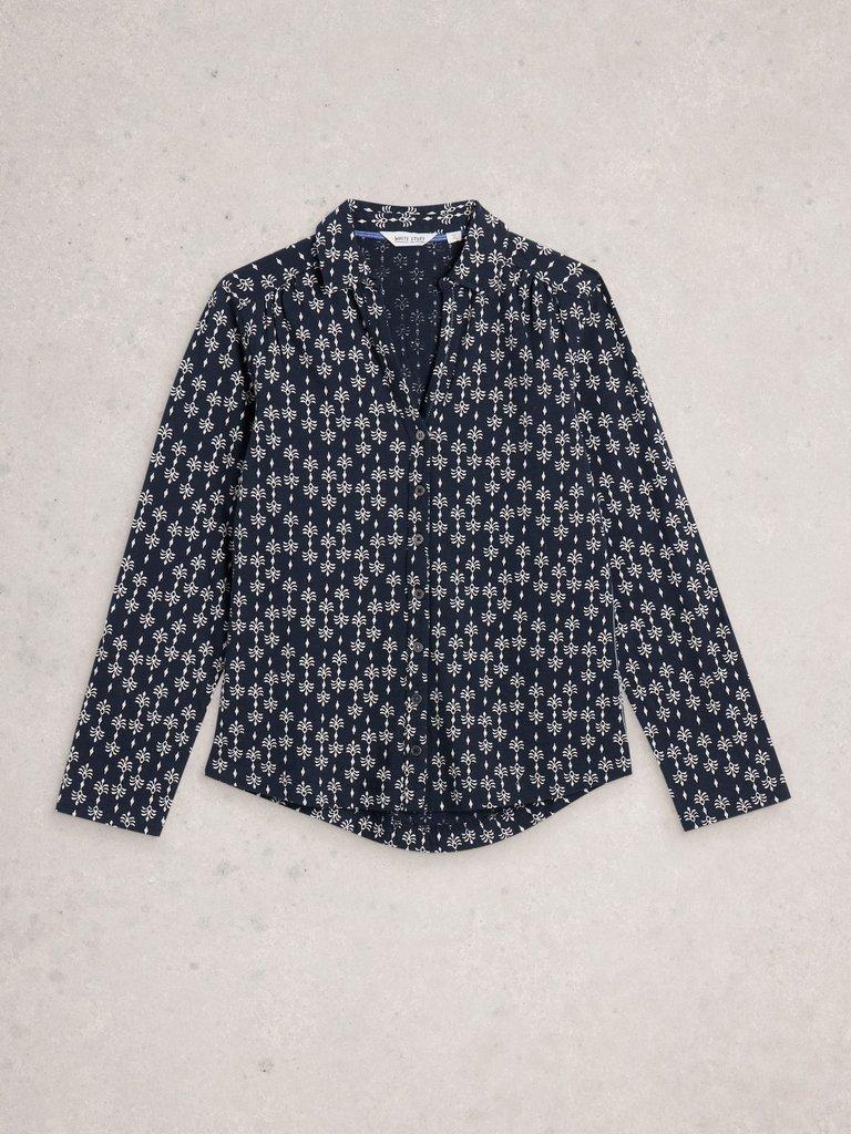 ANNIE JERSEY MID LENGTH SHIRT in NAVY PR - FLAT FRONT