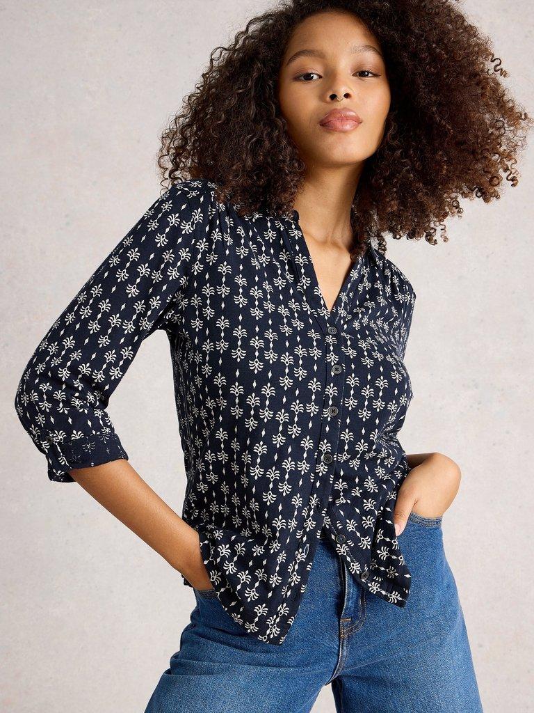 ANNIE JERSEY MID LENGTH SHIRT in NAVY PR - LIFESTYLE