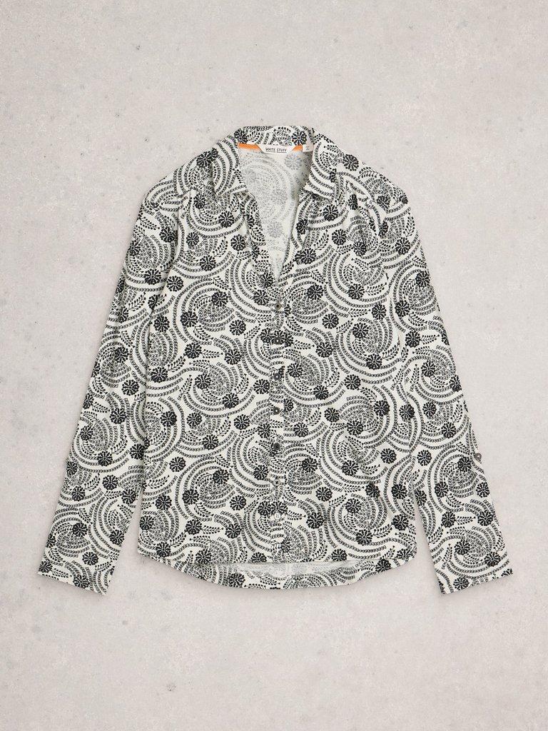 ANNIE JERSEY MID LENGTH SHIRT in WHITE PR - FLAT FRONT