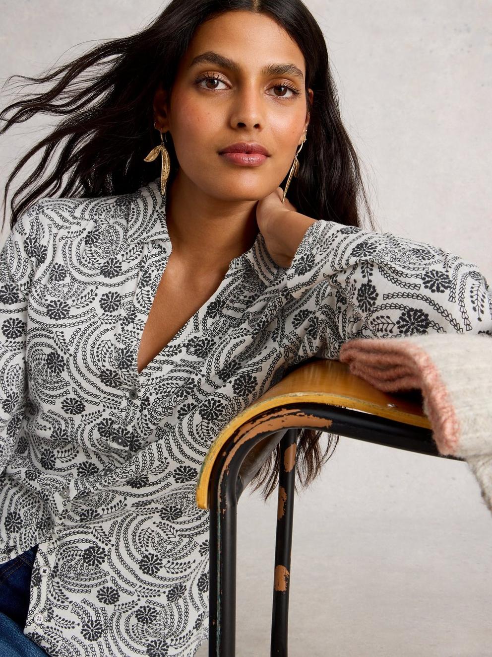 ANNIE JERSEY MID LENGTH SHIRT in WHITE PR - LIFESTYLE