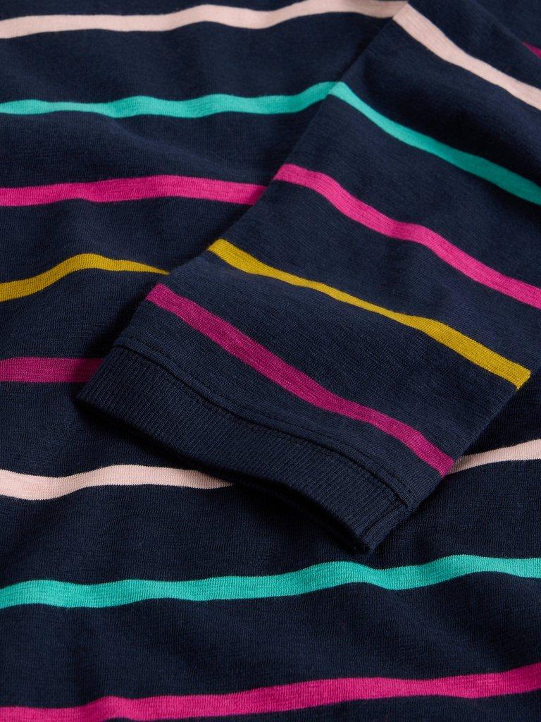 CLARA STRIPE CREW NECK TEE in NAVY MULTI - FLAT DETAIL