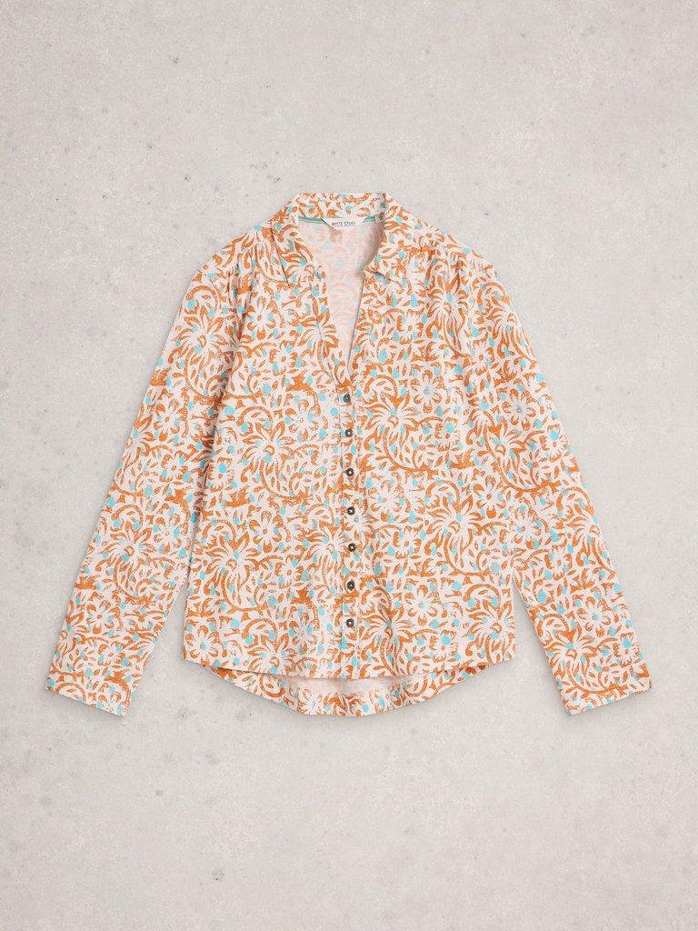 ANNIE JERSEY COLLARED MID LENGH SHIRT in IVORY PR - FLAT FRONT