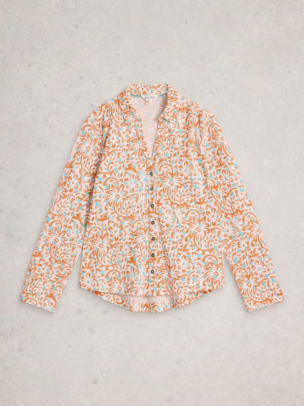 ANNIE JERSEY COLLARED MID LENGH SHIRT in IVORY PR - FLAT FRONT