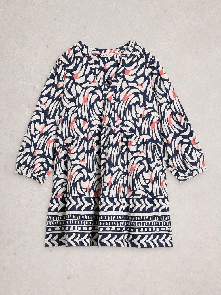 MARTA LONG SLEEVE TUNIC in BLUE MLT - FLAT FRONT