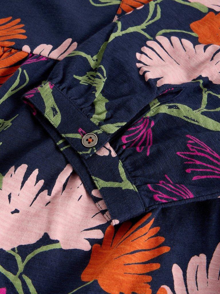 MARTA LONG SLEEVE TUNIC in BLUE PR - FLAT DETAIL