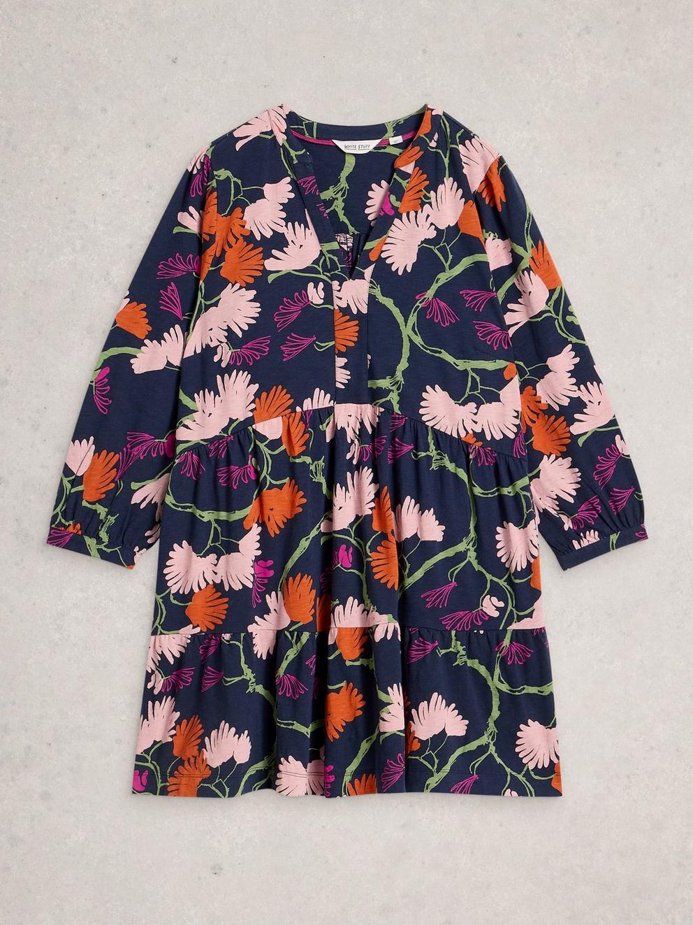 MARTA LONG SLEEVE TUNIC in BLUE PR - FLAT FRONT