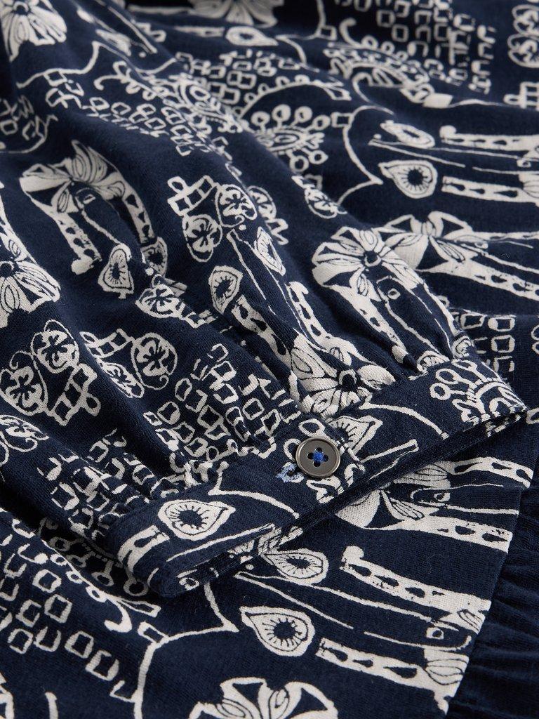 MARTA LONG SLEEVE TUNIC in NAVY MULTI - FLAT DETAIL