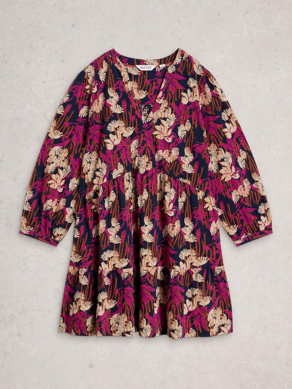 MARTA LONG SLEEVE TUNIC in NAVY PR - FLAT FRONT