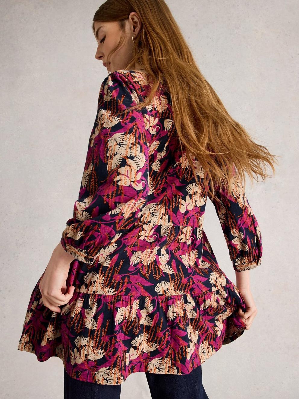 MARTA LONG SLEEVE TUNIC in NAVY PR - LIFESTYLE