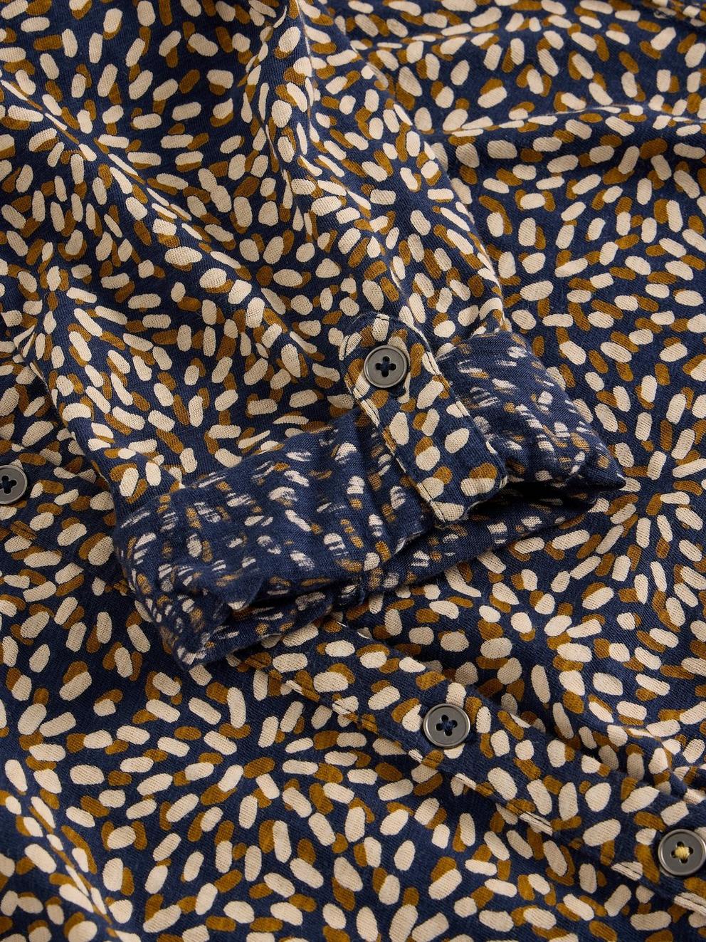 ANNIE LONG SLEEVE LONGLINE SHIRT in NAVY PR - FLAT DETAIL