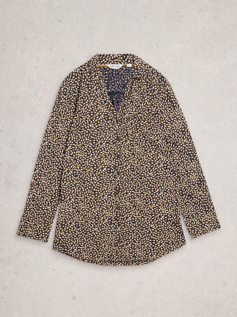 ANNIE LONG SLEEVE LONGLINE SHIRT in NAVY PR - FLAT FRONT