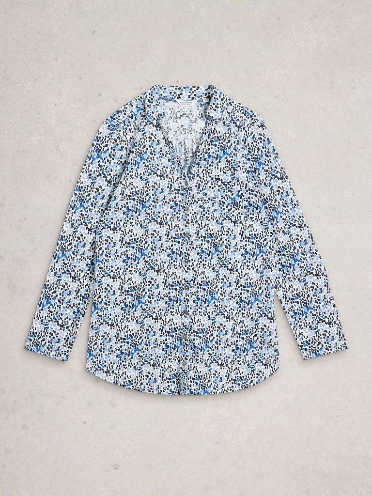ANNIE LONG SLEEVE LONGLINE SHIRT in WHITE PR - FLAT FRONT
