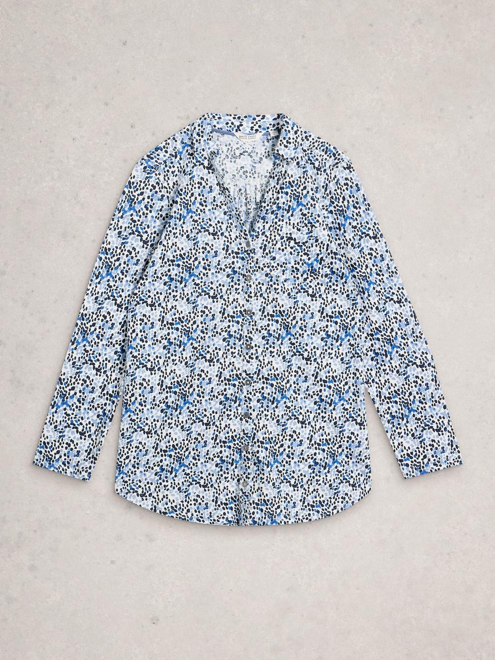 ANNIE LONG SLEEVE LONGLINE SHIRT in WHITE PR - FLAT FRONT