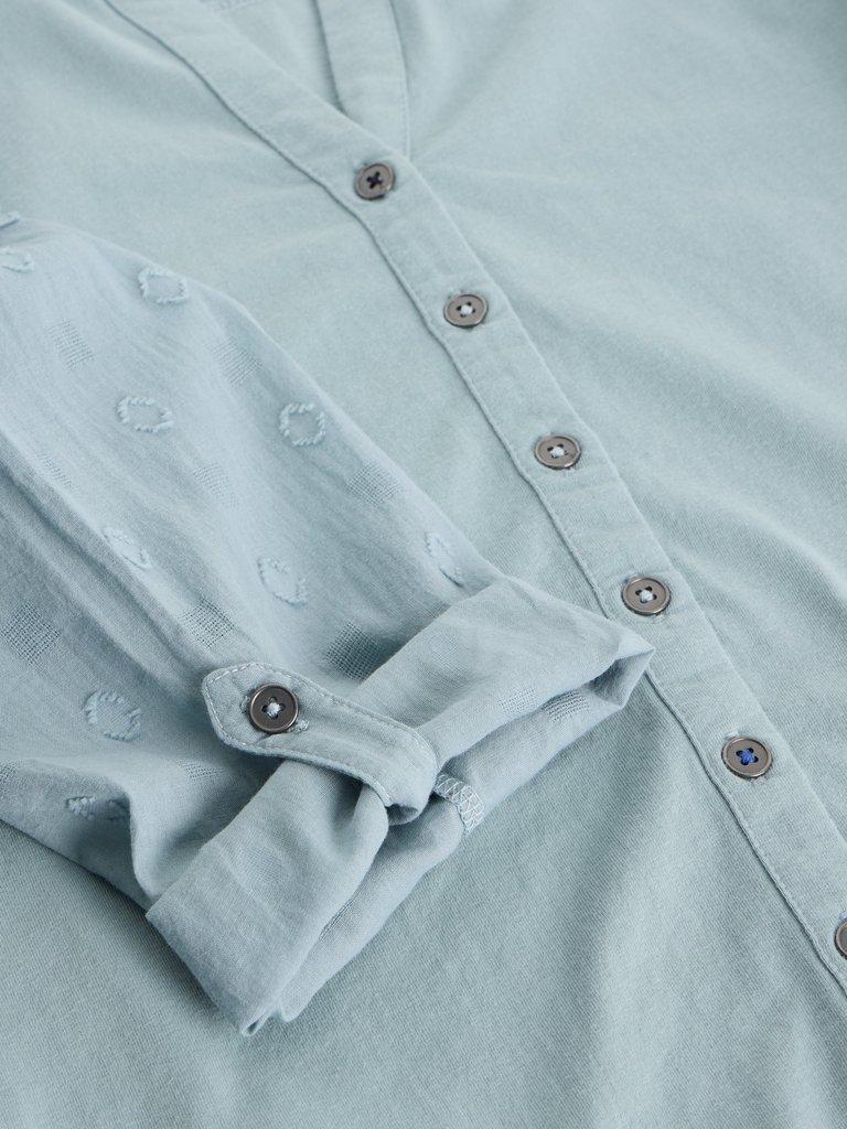ANNIE MIX JERSEY SHIRT in DUS GREEN - FLAT DETAIL