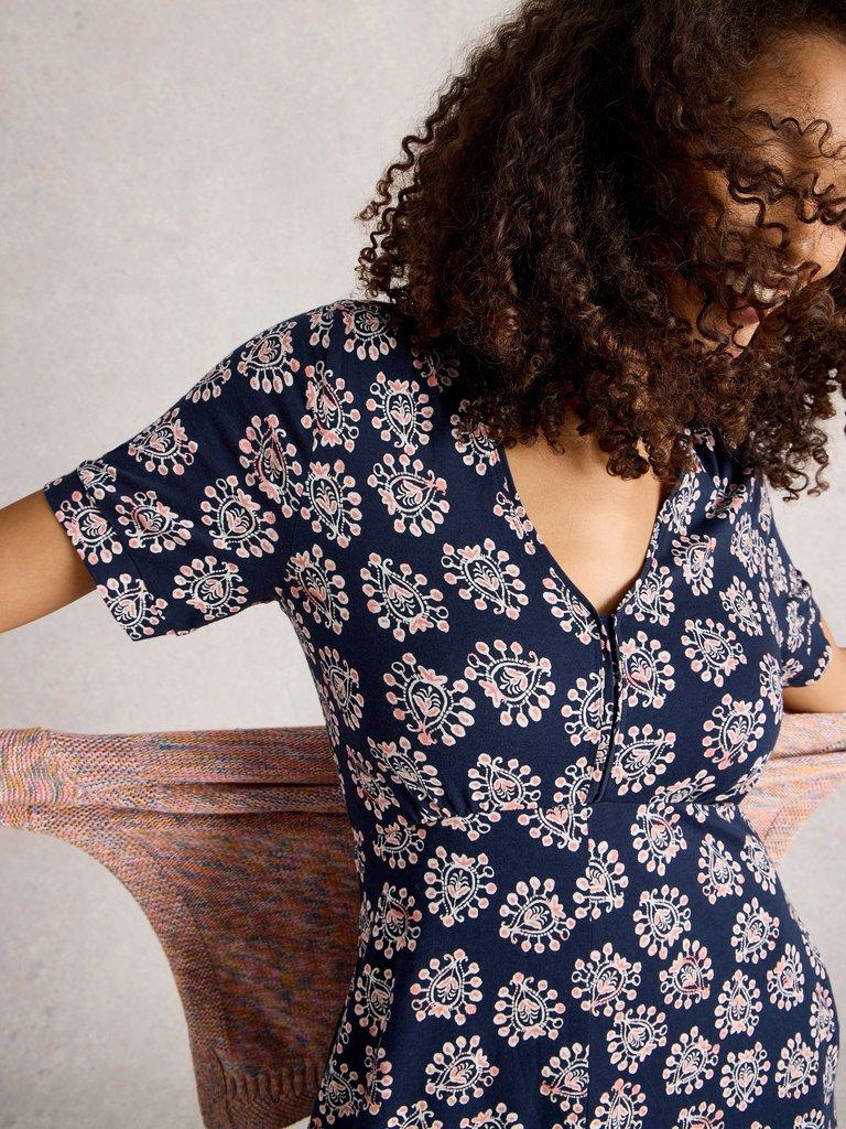 Megan Short Sleeve Jersey Midi Dress in NAVY PR - LIFESTYLE