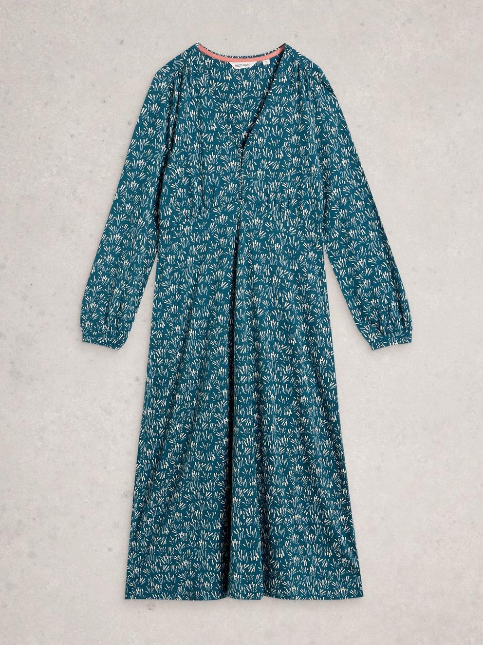 Megan Long Sleeve Jersey Midi Dress in BLUE PR - FLAT FRONT