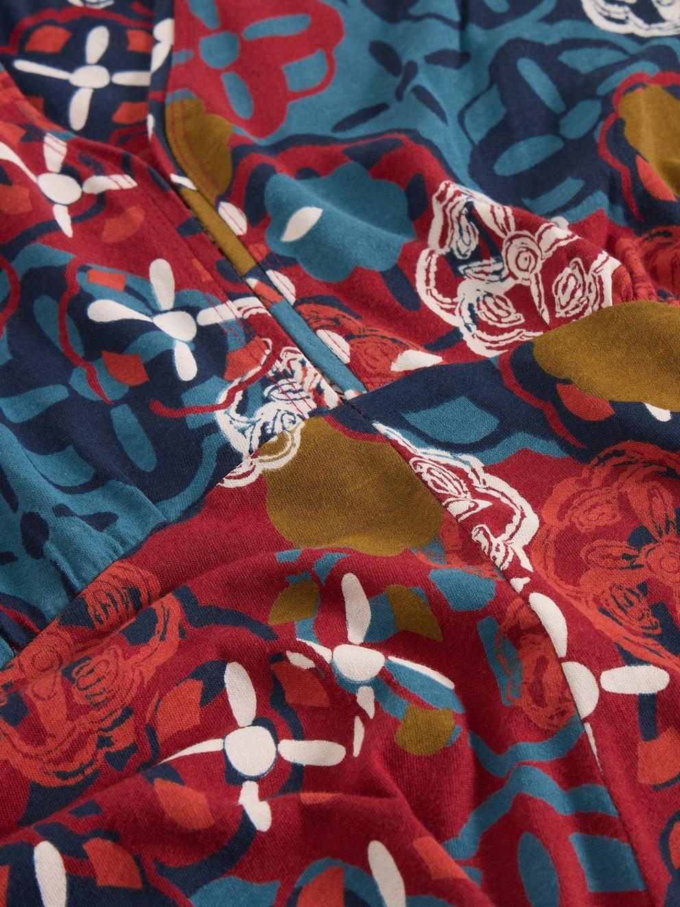 Megan Long Sleeve Jersey Midi Dress in CHART MLT - FLAT DETAIL