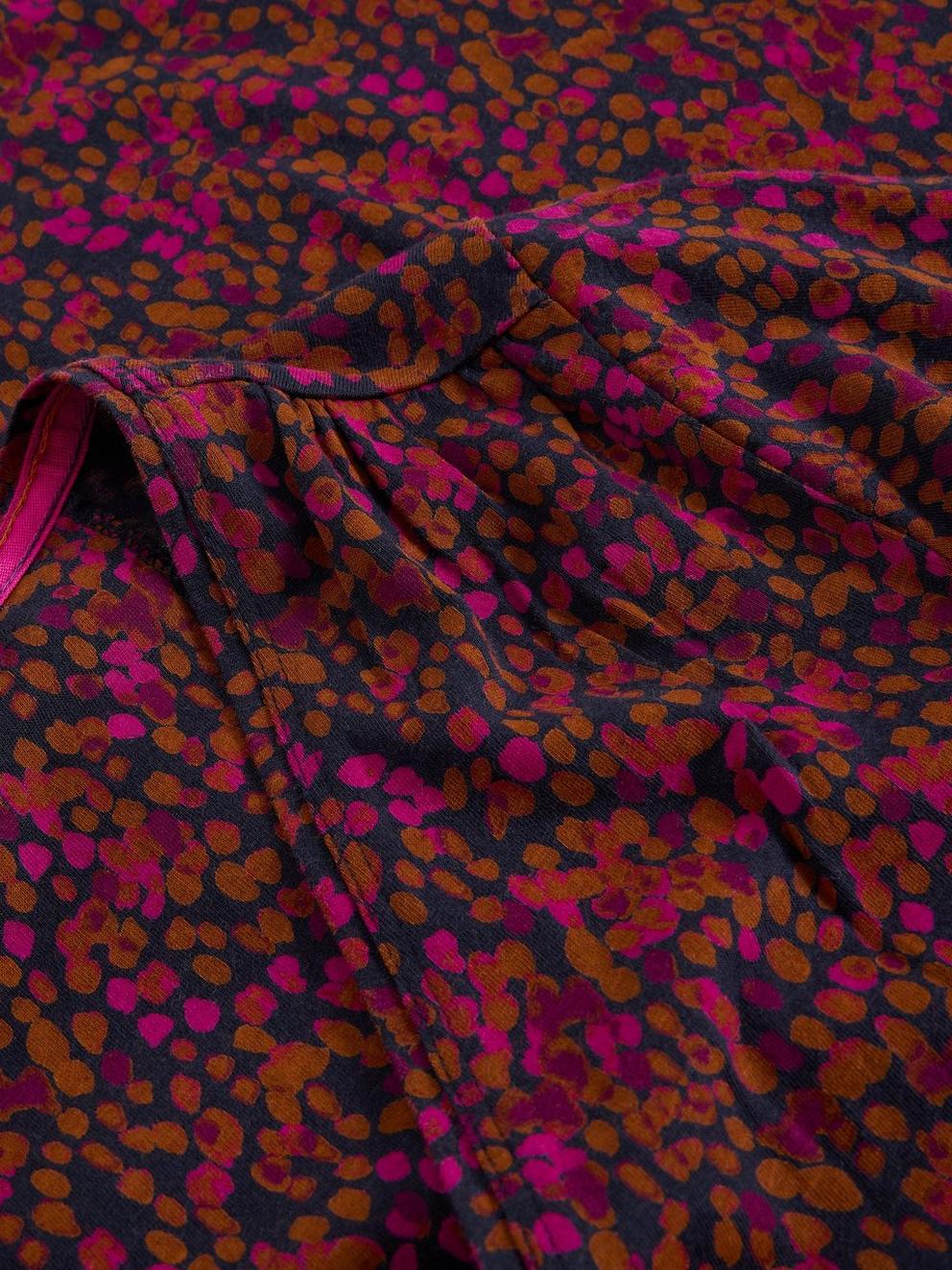 Megan Long Sleeve Jersey Midi Dress in PINK MLT - FLAT DETAIL