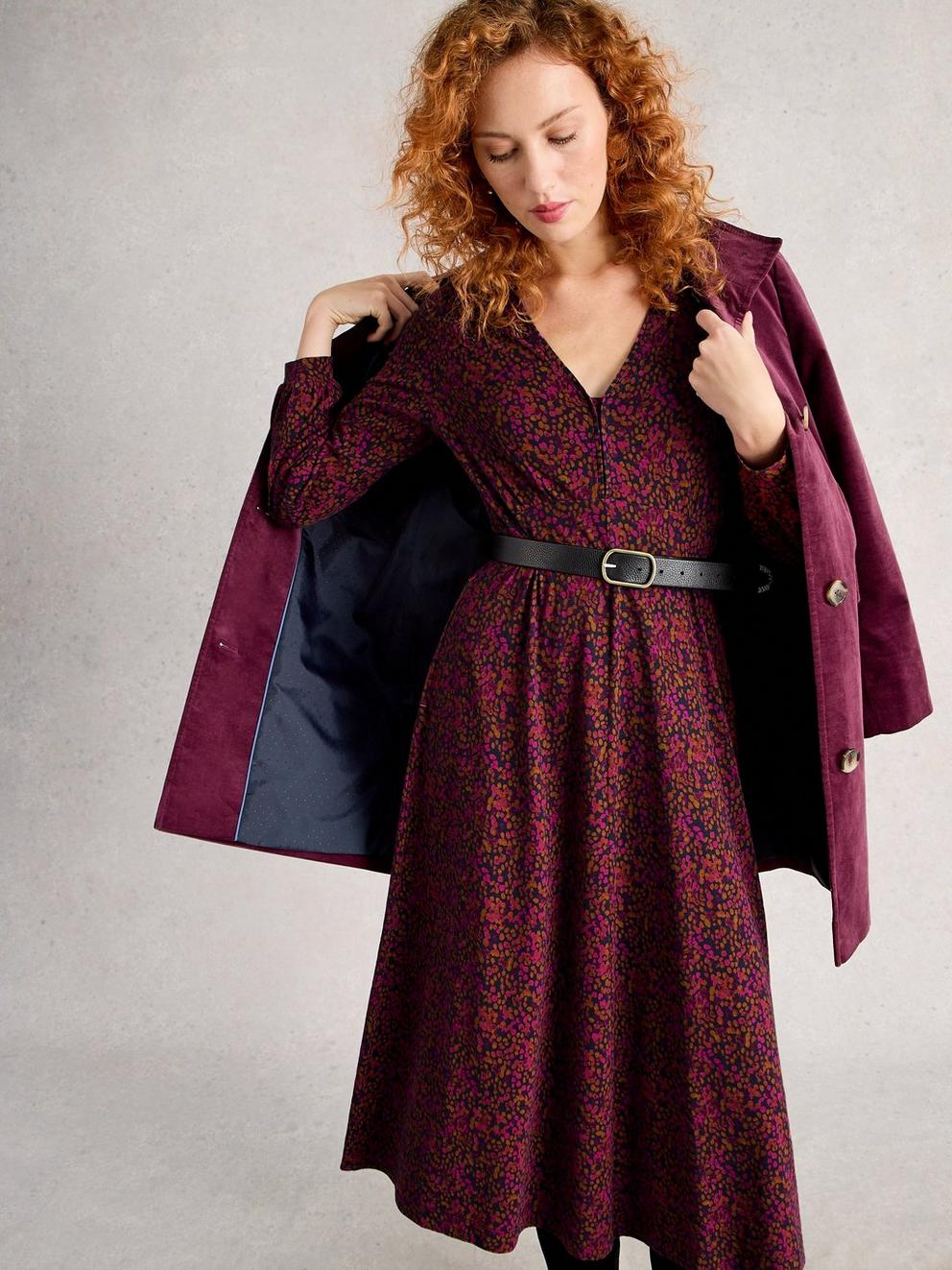 Megan Long Sleeve Jersey Midi Dress in PINK MLT - MODEL DETAIL