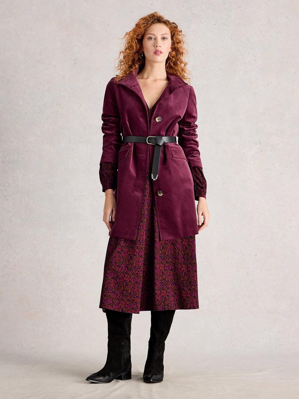 Megan Long Sleeve Jersey Midi Dress in PINK MLT - MODEL FRONT