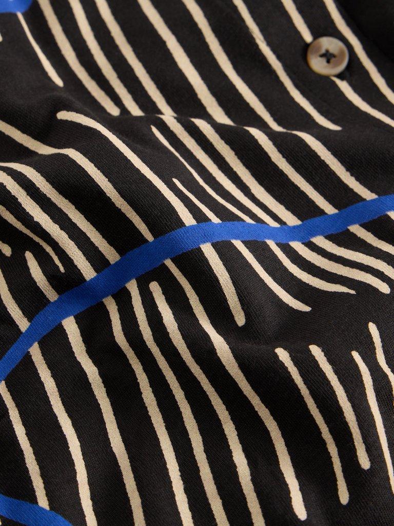 Rua Jersey Collared Shirt Dress in BLK MLT - FLAT DETAIL