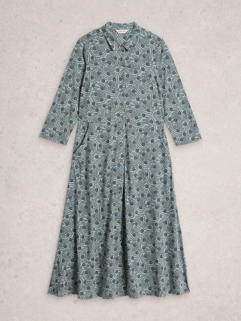 Rua Jersey Collared Shirt Dress in BLUE PR - FLAT FRONT