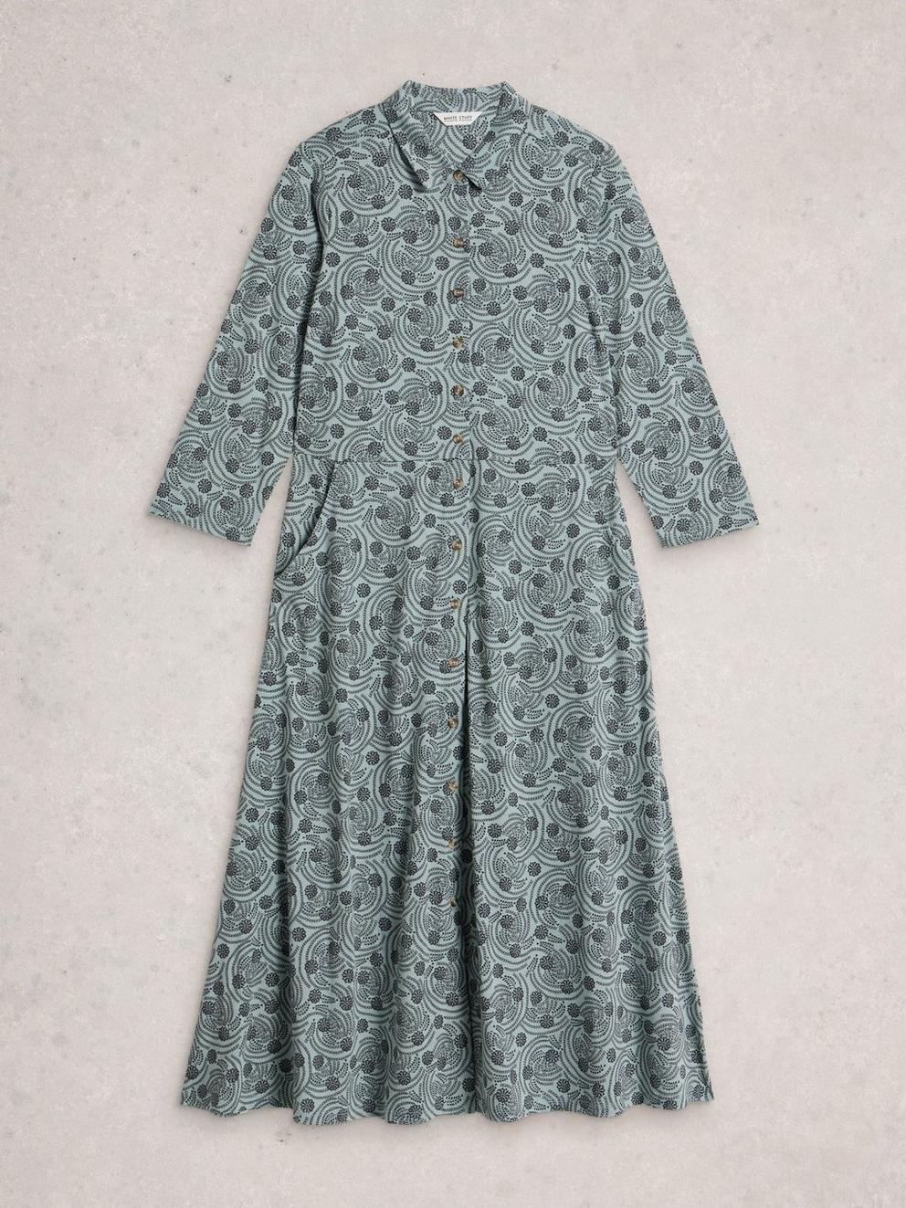 Rua Jersey Collared Shirt Dress in BLUE PR - FLAT FRONT