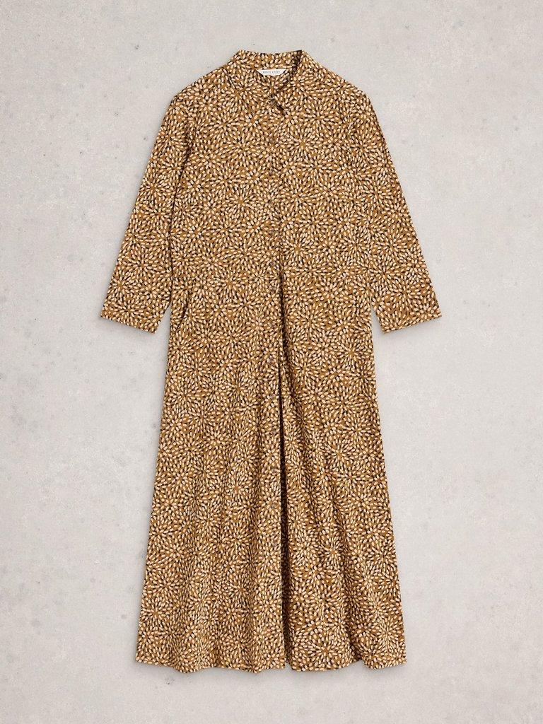 Rua Jersey Collared Shirt Dress in CHART PR - FLAT FRONT