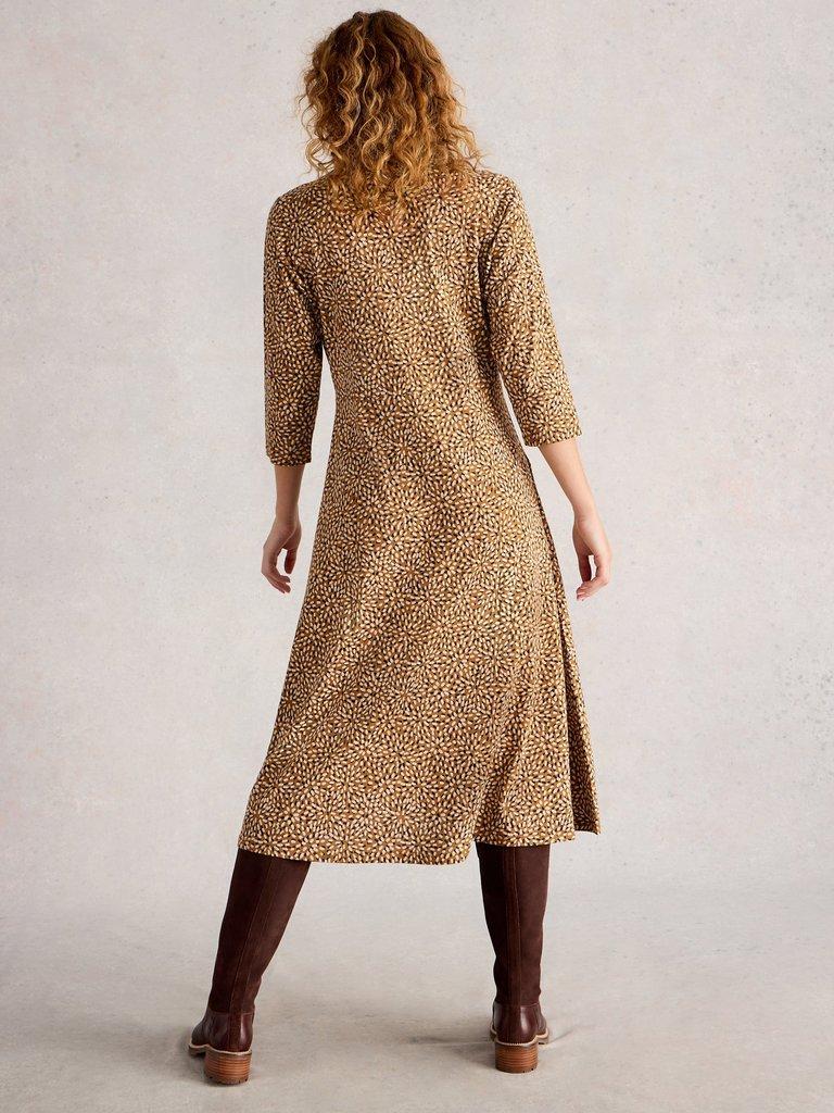 Rua Jersey Collared Shirt Dress in CHART PR - MODEL BACK