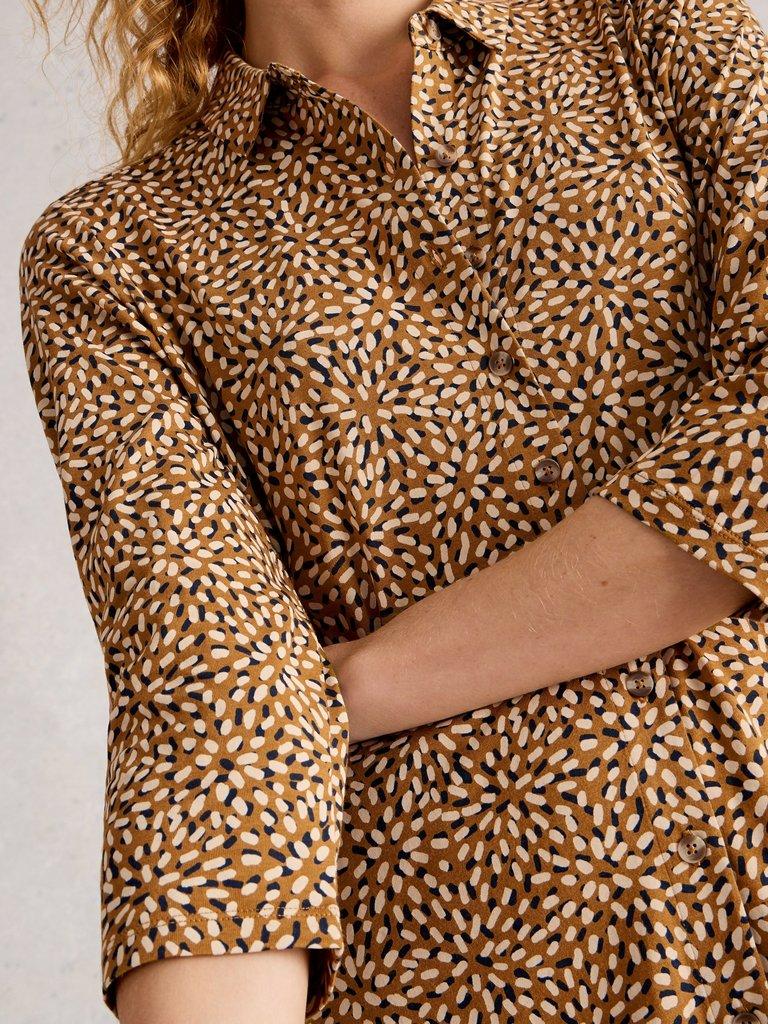 Rua Jersey Collared Shirt Dress in CHART PR - MODEL DETAIL