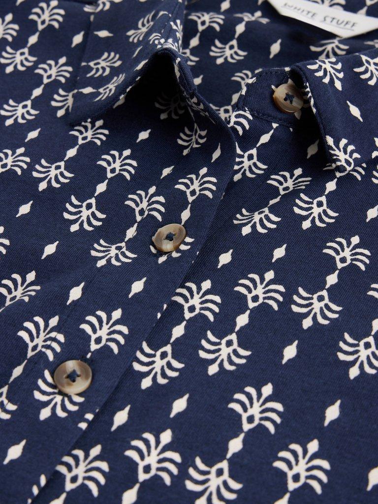 Rua Jersey Collared Shirt Dress in NAVY PR - FLAT DETAIL