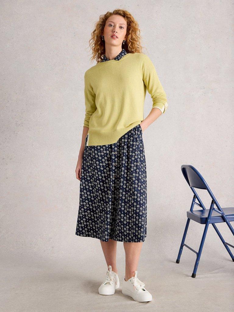 Rua Jersey Collared Shirt Dress in NAVY PR - MODEL FRONT