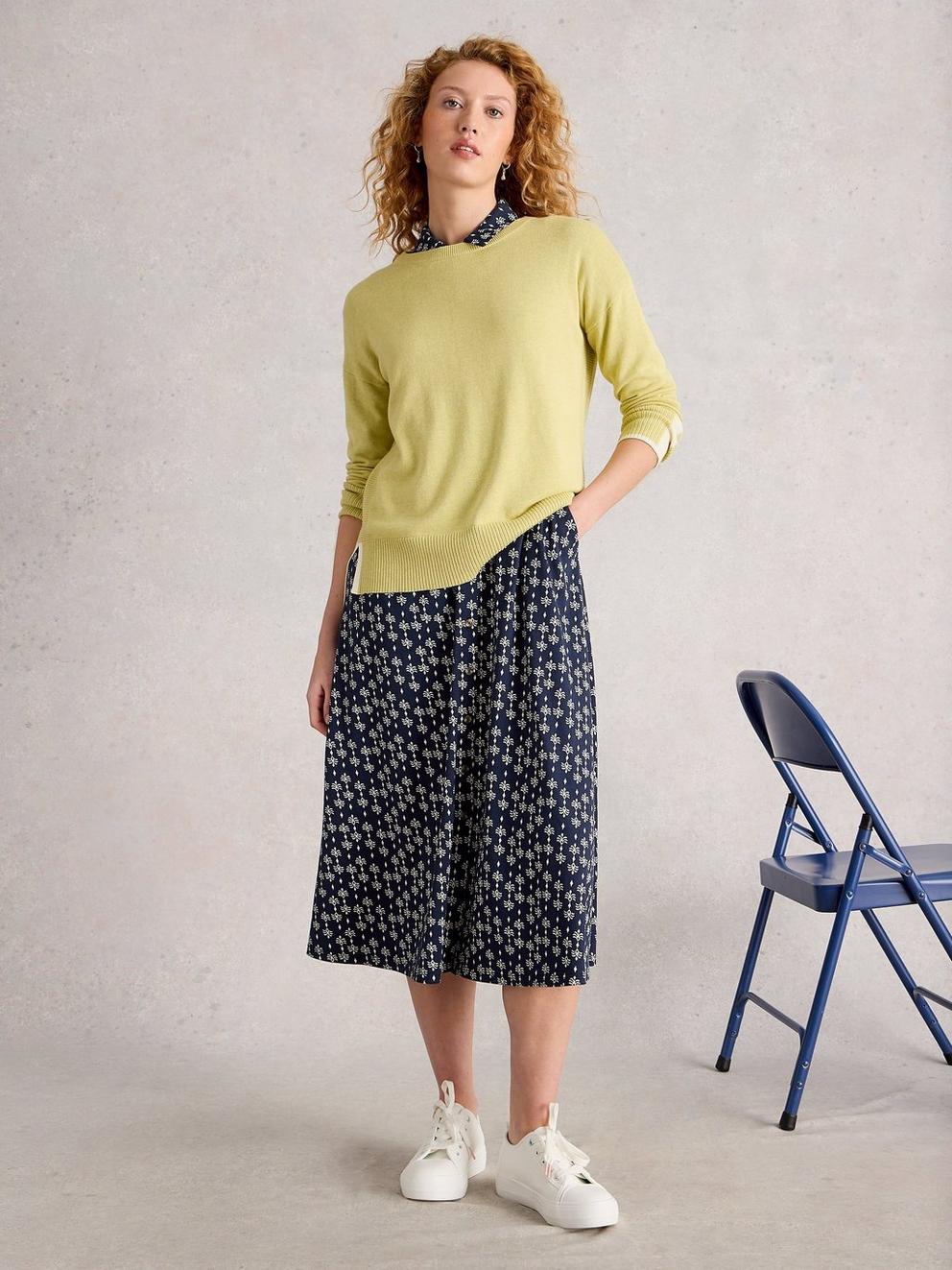 Rua Jersey Collared Shirt Dress in NAVY PR - MODEL FRONT