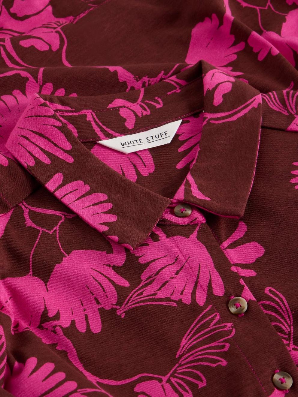 Rua Jersey Collared Shirt Dress in PINK PR - FLAT DETAIL