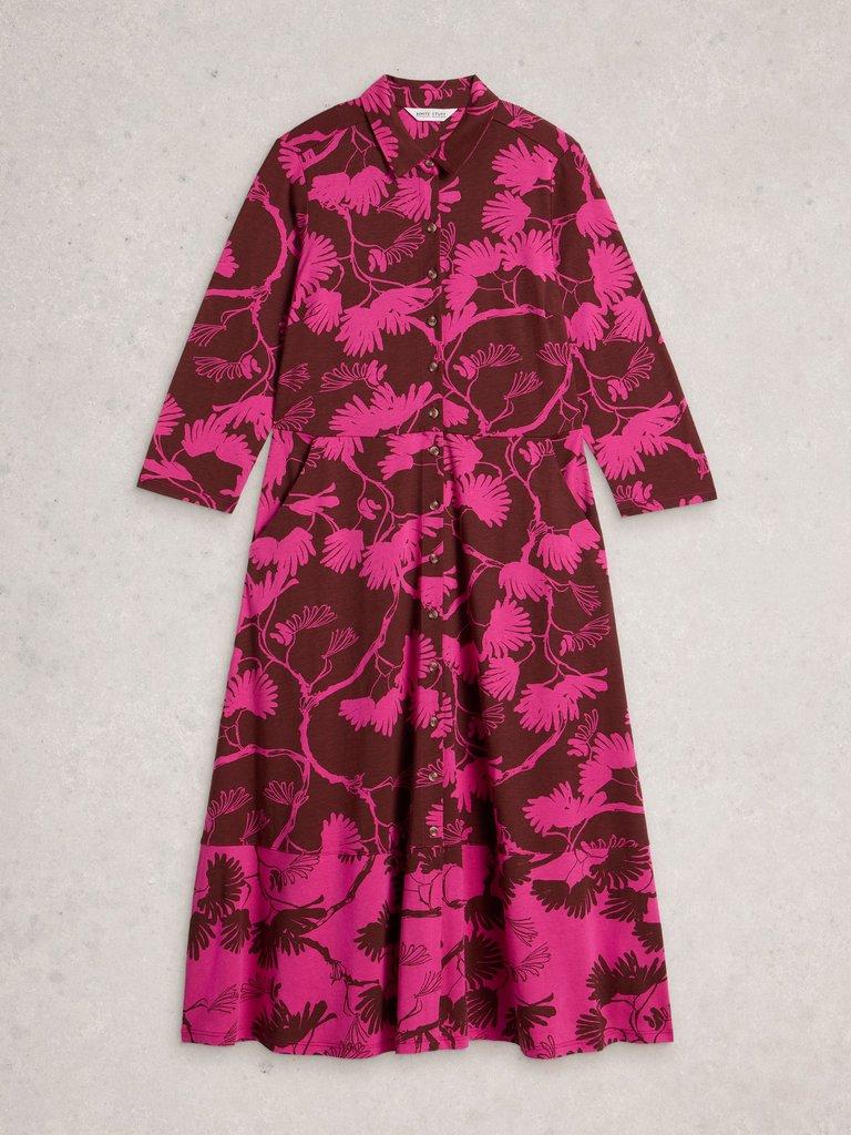 Rua Jersey Collared Shirt Dress in PINK PR - FLAT FRONT