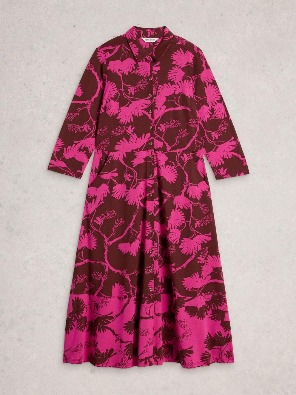 Rua Jersey Collared Shirt Dress in PINK PR - FLAT FRONT