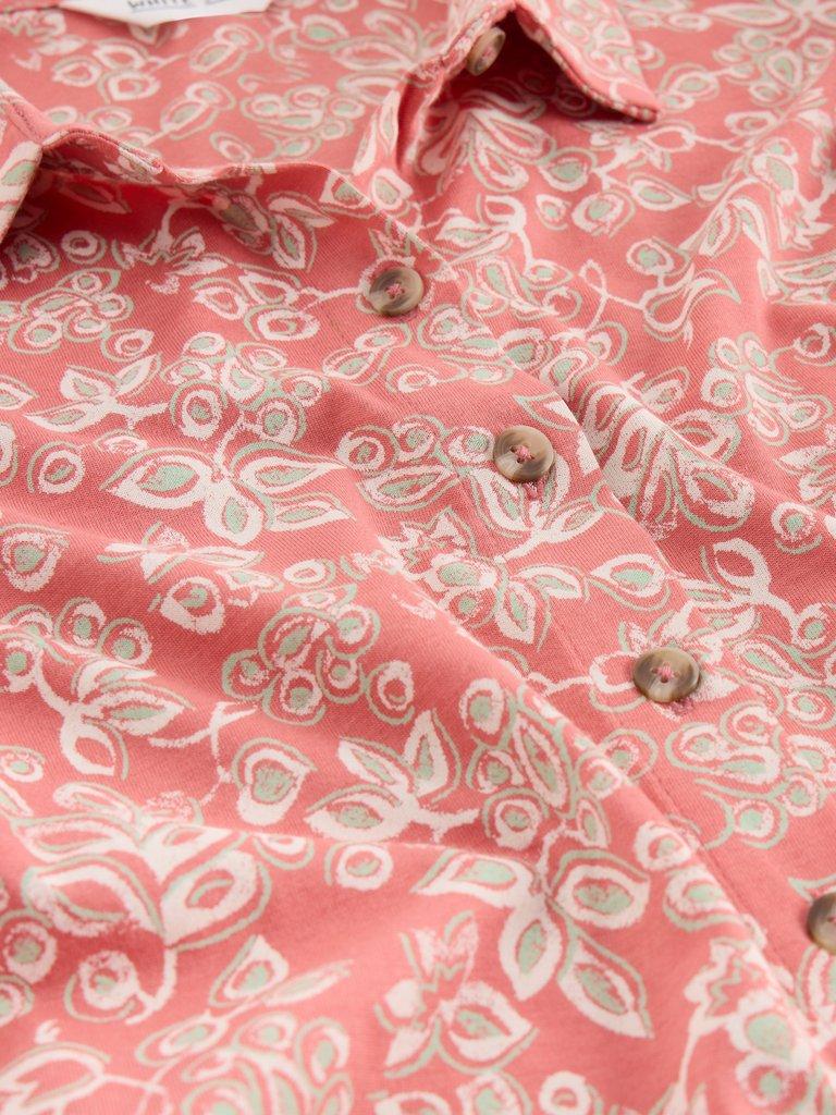 Rua Jersey Collared Shirt Midi Dress in PINK MLT - FLAT DETAIL