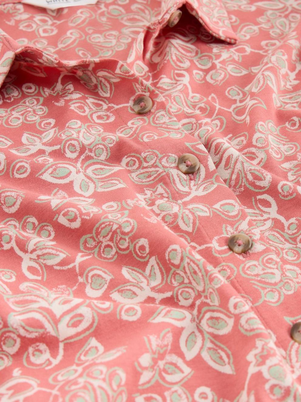 Rua Jersey Collared Shirt Midi Dress in PINK MLT - FLAT DETAIL