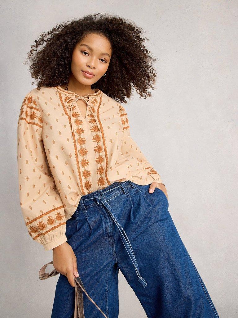 Lila Embroidered Top in IVORY MLT - LIFESTYLE