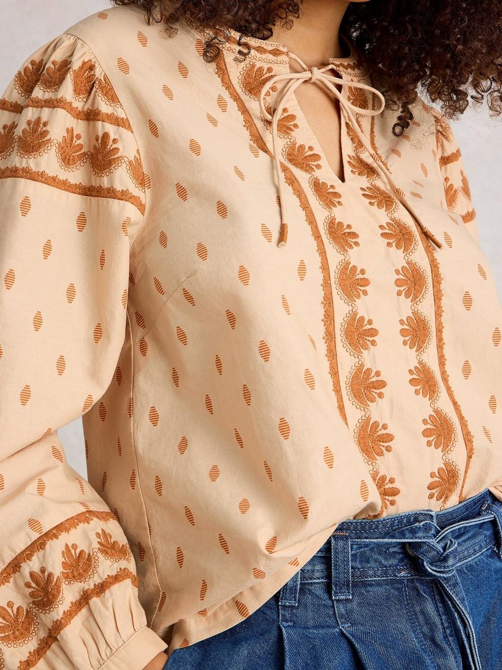 Lila Embroidered Top in IVORY MLT - MODEL DETAIL