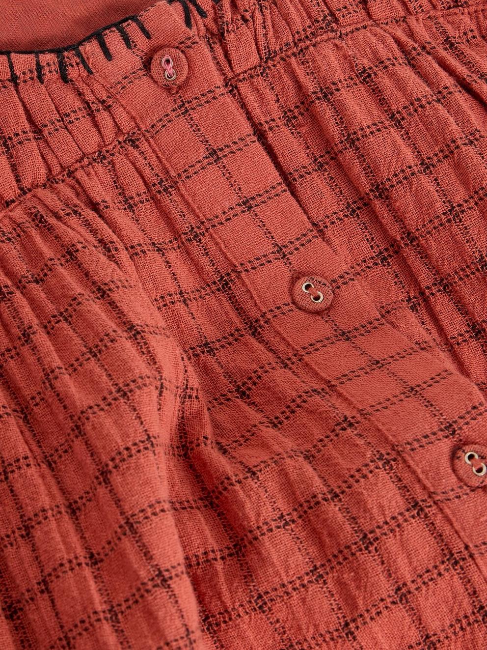 Tasha Check Top in MID RED - FLAT DETAIL