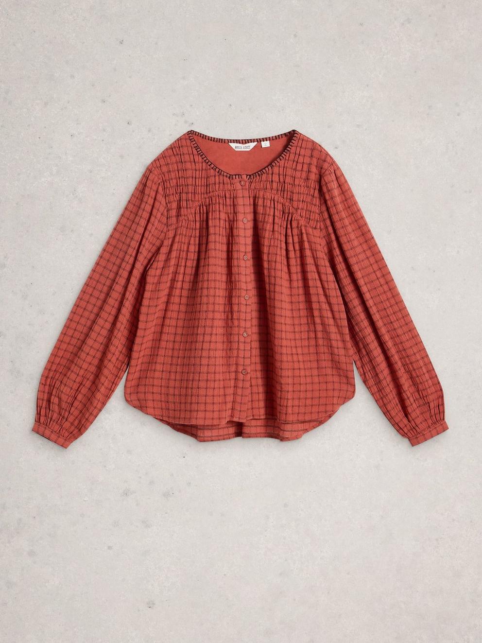 Tasha Check Top in MID RED - FLAT FRONT