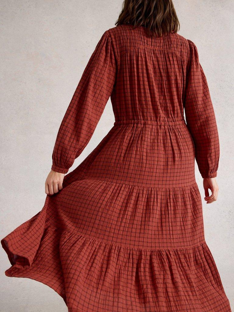 Tasha Midi Dress in MID RED - MODEL BACK