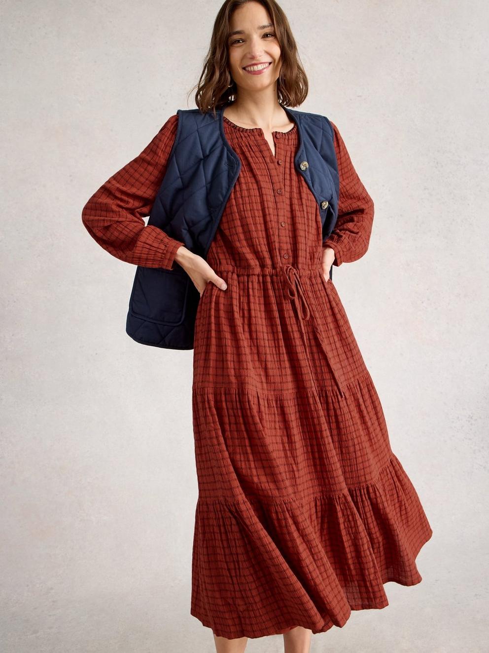 Tasha Midi Dress in MID RED - MODEL DETAIL